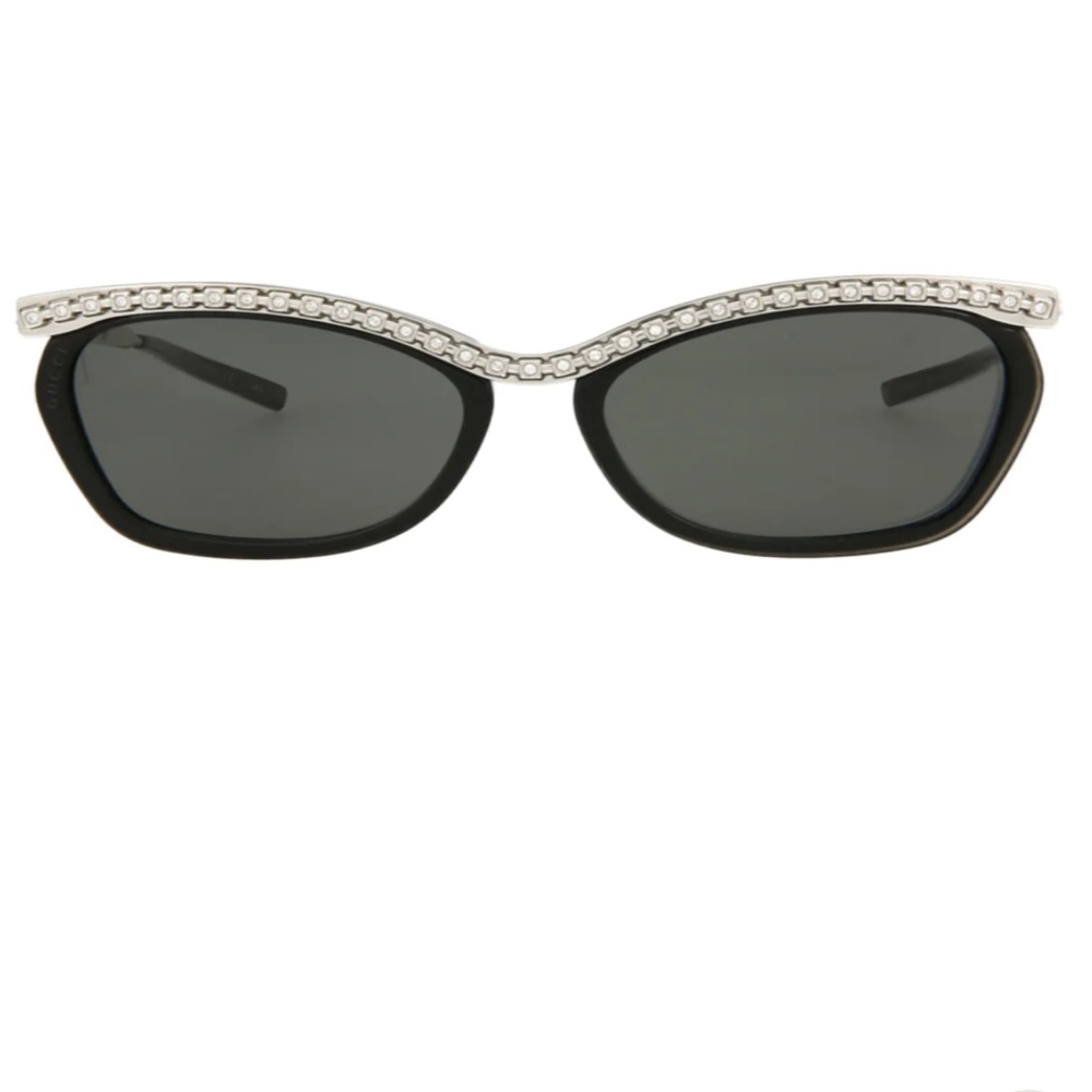 GUCCI WOMENS SQUARE/RECTANGLE BLACK SILVER GREY FASHION DESIGNER EYEWEAR New